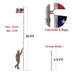 YDisplay Flag Poles for Outside In Ground 20ft Telescoping Flagpole Heavy Duty 16 Gauge Aluminum with 3x5 American Flag, Golden Top Ball and Clips for Yard Patio Garden- Can Fly 2 Flags