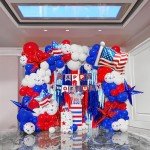 Patriotic Red White and Blue Balloon Garland Kit 119 pcs with Star print Patriotic Flag mylar Balloons for 4th of jul independent Day Veterans Day Memorial day Labor day decorations