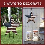 K KILIPES Metal American Star Yard Sign Outdoor Garden Stake Decor Patriotic Star Barn Ornaments US Flag Barn Star Decorative Yard Signs Stakes Lawn Art Sign for 4th of July Memorial Veterans Day