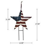 K KILIPES Metal American Star Yard Sign Outdoor Garden Stake Decor Patriotic Star Barn Ornaments US Flag Barn Star Decorative Yard Signs Stakes Lawn Art Sign for 4th of July Memorial Veterans Day