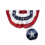 2x4 Ft Bunting Flag 4th of July Decor Outdoor Banner American Patriotic Pleated Half Fan Flags Embroidered Stars USA Banner Flags for Outside Porch Garden Window Memorial Day