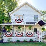 2x4 Ft Bunting Flag 4th of July Decor Outdoor Banner American Patriotic Pleated Half Fan Flags Embroidered Stars USA Banner Flags for Outside Porch Garden Window Memorial Day
