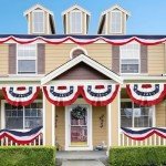 2x4 Ft Bunting Flag 4th of July Decor Outdoor Banner American Patriotic Pleated Half Fan Flags Embroidered Stars USA Banner Flags for Outside Porch Garden Window Memorial Day