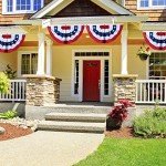 2x4 Ft Bunting Flag 4th of July Decor Outdoor Banner American Patriotic Pleated Half Fan Flags Embroidered Stars USA Banner Flags for Outside Porch Garden Window Memorial Day