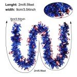 WILLBOND 4th of July Patriotic Tinsel Garland Decoration Red White Blue Metallic Chunky Glitter Tinsel for Independence Day Memorial Day Celebration Holiday Decorations (6 Pieces,40 Feet)