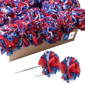 Royal Imports Artificial Carnations, Memorial Day, for Funeral Arrangements, Wedding Bouquets, Cemetery Wreaths, DIY Crafts - 100 Single 5" Stems - Red-Blue-White