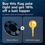 Deluxe Black 2nd Generation Flag Pole Light Solar Powered, 1300 Lumen Weatherproof Solar LED Light for Most Flagpoles, 100% Flag Coverage from Dusk to Dawn for 12+ Hours, Black
