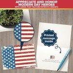 Decorably 24 Pack 6x4in Patriotic Note Cards with Envelopes & Stickers, 6 Designs Thank You for Your Service Cards with Printed Message Inside