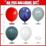 HILAVO Red Blue White Balloons, 60 PCS 12 inch Navy Blue Light Blue and Red Latex Balloon for Labor Nautical Baseball Party Decorations Birthday Britain Sporting 4th of July Independence Day