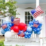 HILAVO Red Blue White Balloons, 60 PCS 12 inch Navy Blue Light Blue and Red Latex Balloon for Labor Nautical Baseball Party Decorations Birthday Britain Sporting 4th of July Independence Day