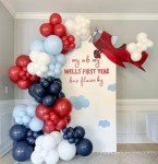 HILAVO Red Blue White Balloons, 60 PCS 12 inch Navy Blue Light Blue and Red Latex Balloon for Labor Nautical Baseball Party Decorations Birthday Britain Sporting 4th of July Independence Day
