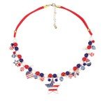 Lonext Patriotic Necklace 4th of July Chunky Bead Choker American Flag Necklace for Women Independence Day Accessory Gifts