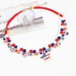 Lonext Patriotic Necklace 4th of July Chunky Bead Choker American Flag Necklace for Women Independence Day Accessory Gifts