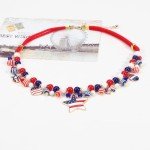 Lonext Patriotic Necklace 4th of July Chunky Bead Choker American Flag Necklace for Women Independence Day Accessory Gifts