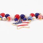 Lonext Patriotic Necklace 4th of July Chunky Bead Choker American Flag Necklace for Women Independence Day Accessory Gifts