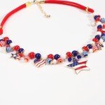 Lonext Patriotic Necklace 4th of July Chunky Bead Choker American Flag Necklace for Women Independence Day Accessory Gifts