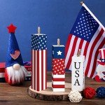 Amyhill 3 Pcs 4th of July Wooden Table Decorations Patriotic Table Centerpieces Independence Day Wood Firework Fourth of July Table Signs for Home Farmhouse Decor(Star)