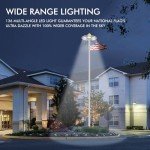 PPQ Solar Flagpole LED Light,New 136 LED 10000h Lifespan Flag Pole Light for 15-25 Ft Poles,Solar Powered Waterproof Lighting on Outdoor Pole Top,10 Hour Dusk to Dawn Auto On/Off