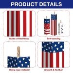 Amyhill 3 Pcs 4th of July Wooden Table Decorations Patriotic Table Centerpieces Independence Day Wood Firework Fourth of July Table Signs for Home Farmhouse Decor(Star)