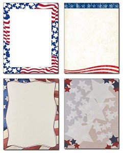 Patriotic Stationery Variety - 4 Designs - 80 Sheets - Great for Memorial Day, Veteran's Day, Independence Day