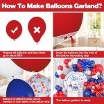 Red White and Blue Balloons Arch Garland Kit, 4th of July Balloons Red Royal Blue White Balloon Arch with Red Blue Star Foil Balloons for Birthday Wedding Nautical Patriotic Baseball Theme Party Decor