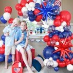 Red White and Blue Balloons Arch Garland Kit, 4th of July Balloons Red Royal Blue White Balloon Arch with Red Blue Star Foil Balloons for Birthday Wedding Nautical Patriotic Baseball Theme Party Decor