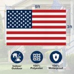 JOWHOL American Flag 3x5 FT - USA Flags for 4th of July Decorations Garden/Room Vivid Colors UV & Fade Resistant Polyester with Brass Grommets us flag Indoor/Outdoor (Flag Pole Not Included)