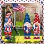 Umigy 3 Pcs Memorial Day Yard Decor 32 x 10 Inch Patriotic Outdoor Sign with Stakes Independence Day Gnome Lawn Yard Garden Decor Outdoor for 4th of July Party Supplies