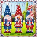 Umigy 3 Pcs Memorial Day Yard Decor 32 x 10 Inch Patriotic Outdoor Sign with Stakes Independence Day Gnome Lawn Yard Garden Decor Outdoor for 4th of July Party Supplies
