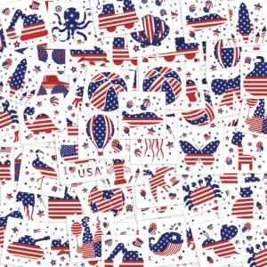 JUNEBRUSHS 4th of July Temporary Tattoos, 180 Pcs America Patriotic Tattoos Red White Blue Accessories Party Favors Party Decorations USA Independence Day Tattoos for Kids Boys Girls Face Make up
