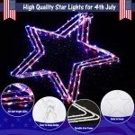 Red White and Blue Lights,3Pack 4th of July Decorations Iron Framed Hanging Patriotic Star Lights 145LED USB Operated Indoor Window Lights for Fourth of July,Independence Labor Memorial Day Home Decor