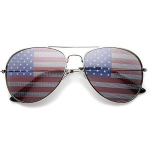 grinderPUNCH® American Flag Aviator Sunglasses Glasses Silver Color