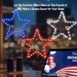 Red White and Blue Lights,3Pack 4th of July Decorations Iron Framed Hanging Patriotic Star Lights 145LED USB Operated Indoor Window Lights for Fourth of July,Independence Labor Memorial Day Home Decor