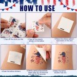 JUNEBRUSHS 4th of July Temporary Tattoos, 180 Pcs America Patriotic Tattoos Red White Blue Accessories Party Favors Party Decorations USA Independence Day Tattoos for Kids Boys Girls Face Make up