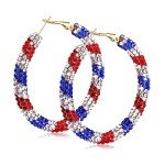 MUYUU Red White and Blue Earrings, Patriotic Hoop Earrings US flag earrings For Women Patriotic Jewelry