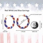 MUYUU Red White and Blue Earrings, Patriotic Hoop Earrings US flag earrings For Women Patriotic Jewelry
