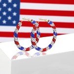 MUYUU Red White and Blue Earrings, Patriotic Hoop Earrings US flag earrings For Women Patriotic Jewelry