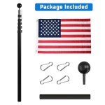 NELXINJO 20ft Telescopic Flag Pole - Extra Thick Outdoor Telescoping Flag Poles with 3x5 American Flag for Residential or Commercial,Black