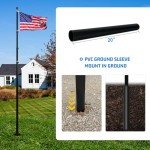 NELXINJO 20ft Telescopic Flag Pole - Extra Thick Outdoor Telescoping Flag Poles with 3x5 American Flag for Residential or Commercial,Black
