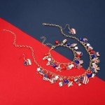 4th of July Earrings Necklace Bracelet American Flag Star USA Heart Icream Butterfly Charm Necklace Bracelet Fourth of July America Patriotic Jewelry Set for Women (4thof July jewelry A set)