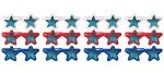 Amscan Child Star Sunglasses, 5.75-Inch x 9.5-Inch, Red/White/Blue, 12 Per Pack (394523)