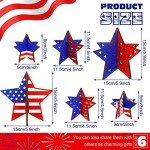 12 Pieces 4th of July Patriotic 3D Wooden Star Signs Table Centerpiece Memorial Day Party Decorations Rustic Farmhouse Glitter Block Signs for Independence Day Tabletop Tiered Tray Home Office