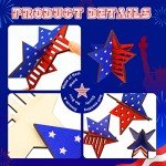 12 Pieces 4th of July Patriotic 3D Wooden Star Signs Table Centerpiece Memorial Day Party Decorations Rustic Farmhouse Glitter Block Signs for Independence Day Tabletop Tiered Tray Home Office