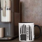 GTR SOURCE Unique Veteran Mug - Patriotic Gift - American Flag Mug - Ceramic Mug - Marines Veteran Cup - Holds up to 11oz - Microwave and Dishwasher Safe.(Handle and interior black).