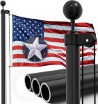 IIOPE 25FT Black Heavy Duty Flag Pole,11-Gauge Aluminum,Extra Thick Residential in Ground Flag Poles Complete Kit -Embroidered Stars USA Flag, Includes All Hardware Needed to Fly Two Flags