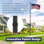 IIOPE 25FT Black Heavy Duty Flag Pole,11-Gauge Aluminum,Extra Thick Residential in Ground Flag Poles Complete Kit -Embroidered Stars USA Flag, Includes All Hardware Needed to Fly Two Flags