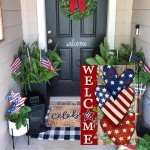 CROWNED BEAUTY 4th of July Patriotic Welcome Garden Flag 12x18 Inch Double Sided USA Flag Hearts Blue Red Memorial Day Independence Day Outside Yard Party Decoration