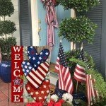 CROWNED BEAUTY 4th of July Patriotic Welcome Garden Flag 12x18 Inch Double Sided USA Flag Hearts Blue Red Memorial Day Independence Day Outside Yard Party Decoration