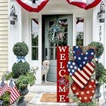 CROWNED BEAUTY 4th of July Patriotic Welcome Garden Flag 12x18 Inch Double Sided USA Flag Hearts Blue Red Memorial Day Independence Day Outside Yard Party Decoration