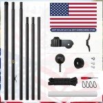 IIOPE 25FT Black Heavy Duty Flag Pole,11-Gauge Aluminum,Extra Thick Residential in Ground Flag Poles Complete Kit -Embroidered Stars USA Flag, Includes All Hardware Needed to Fly Two Flags